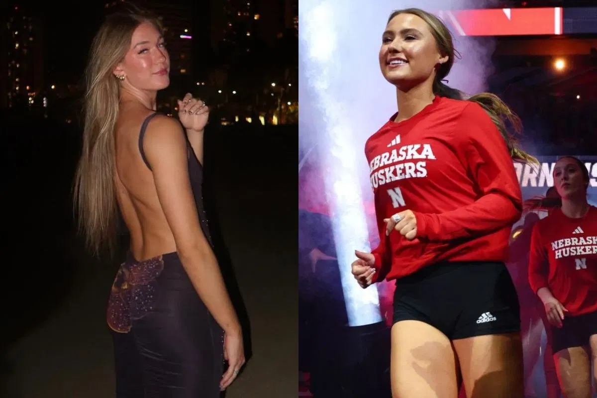 Maisie Boesiger, Keri Leimbach and other Nebraska Volleyball players react as Andi Jackson wins Player of the Week honor
