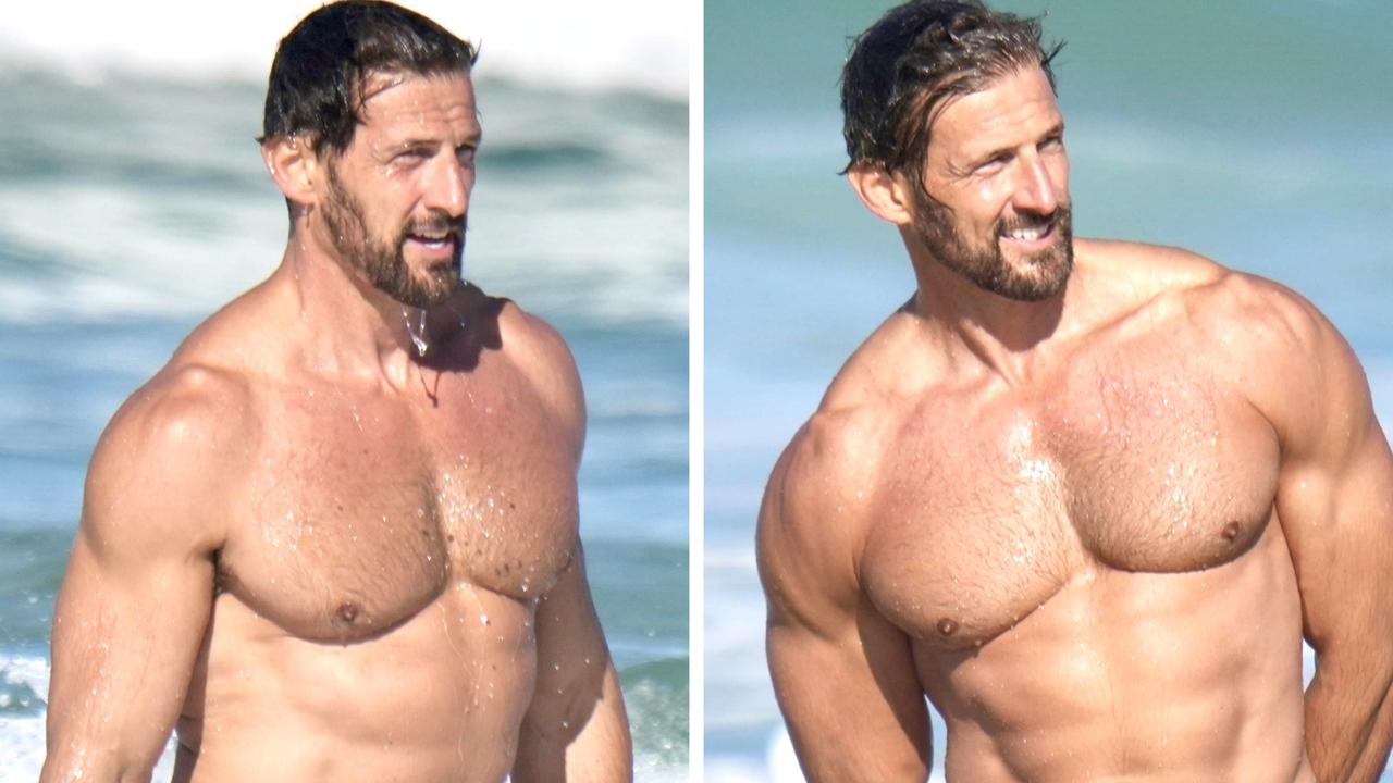 Tim Robards on Bondi in budgie smugglers
