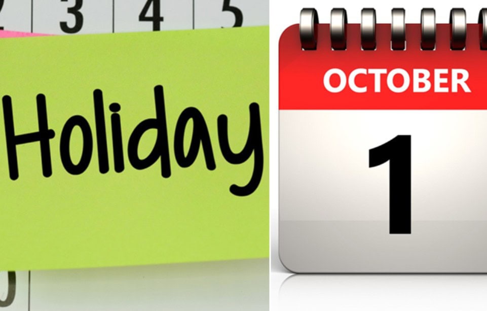 Holiday announced on October 1; Check Notification