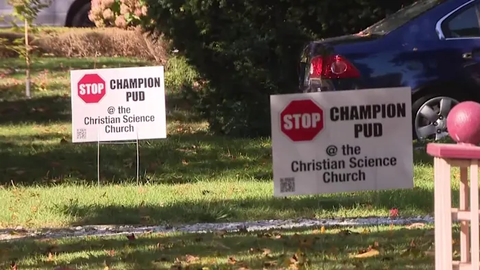 ‘Keep Plymouth charming’: Residents rally against rezoning near historic church