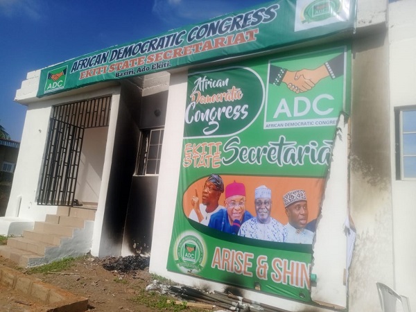 JUST IN: Hoodlums raze Ekiti ADC Secretariat, disrupt excos’ inauguration