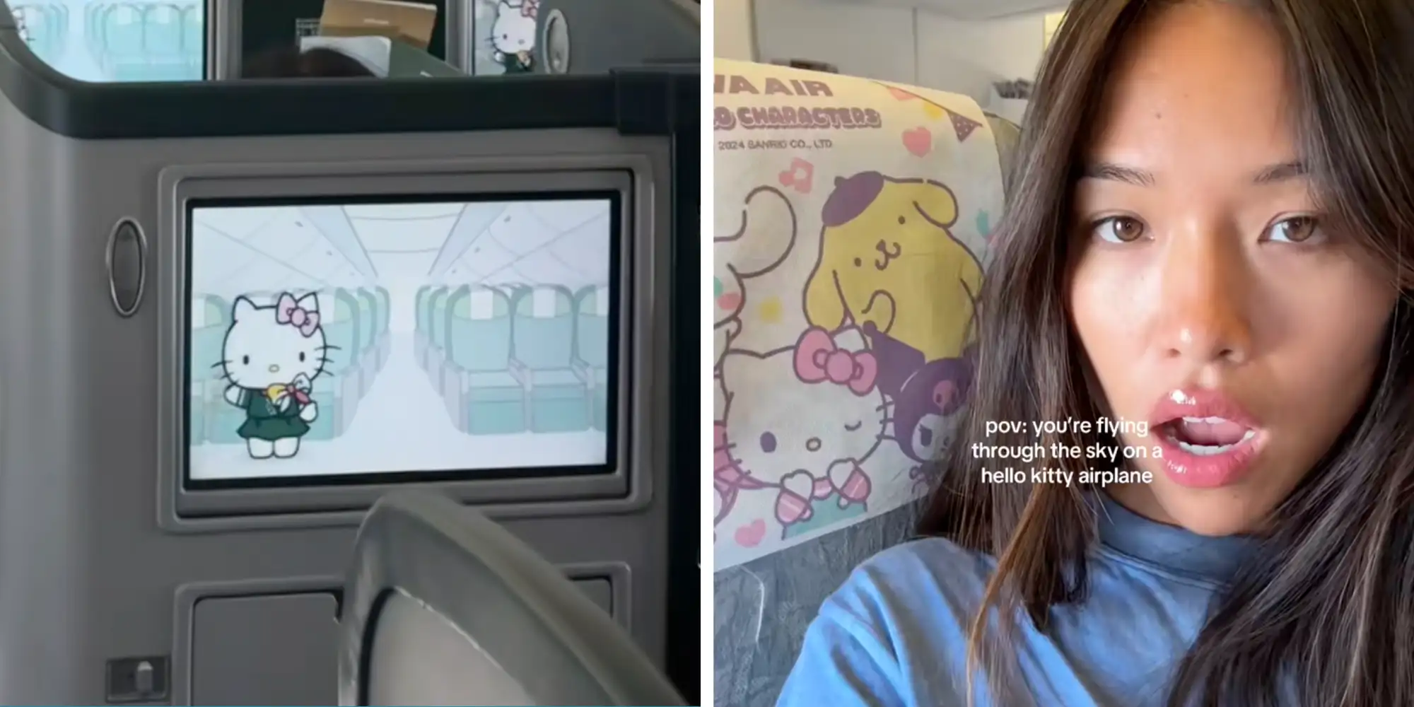 “Bucket list experience”: Passenger shares footage from her flight on a Hello Kitty airplane