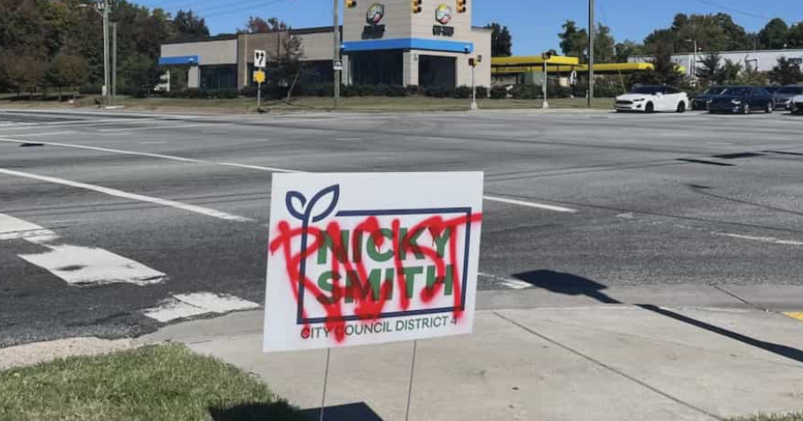 Campaign signs in Greensboro NC defaced with 'Racist'