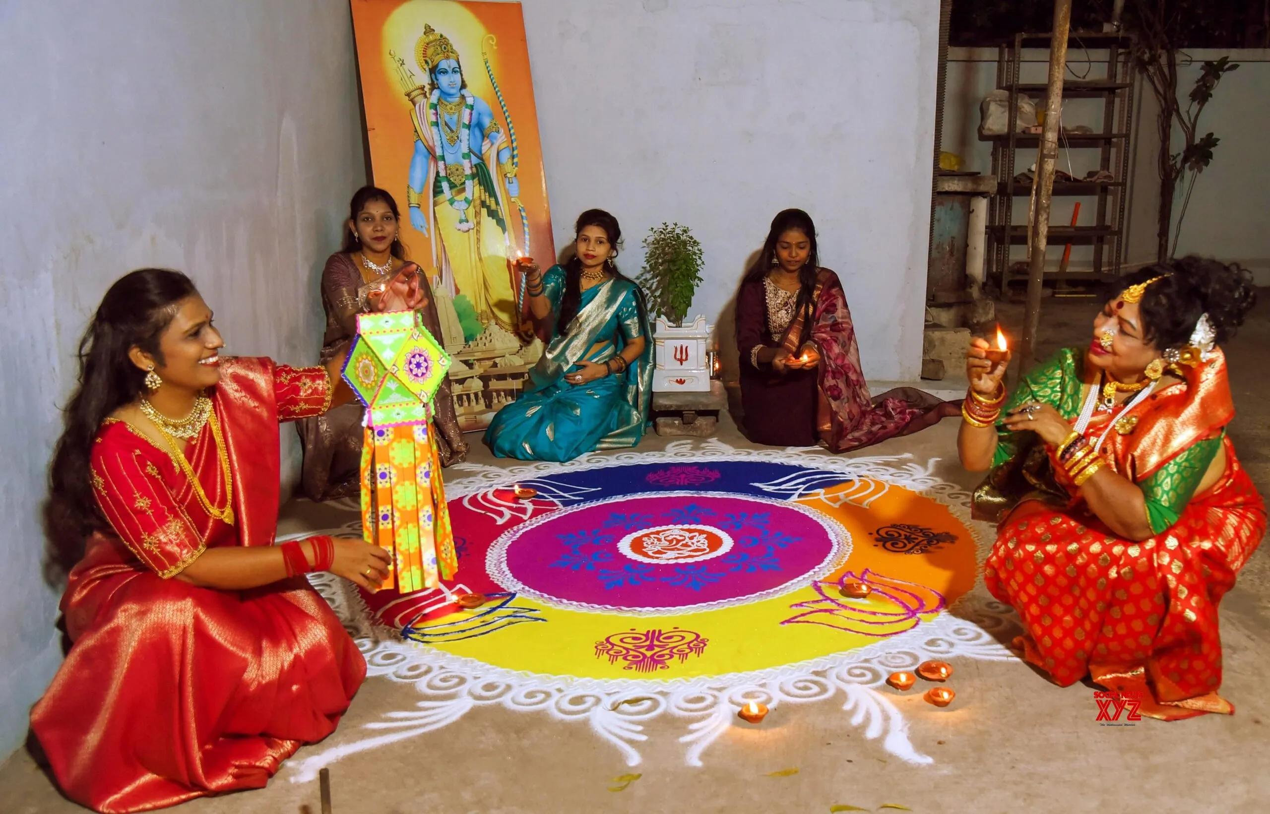 Women light earthen lamps during Diwali celebrations in Nagpur #Gallery