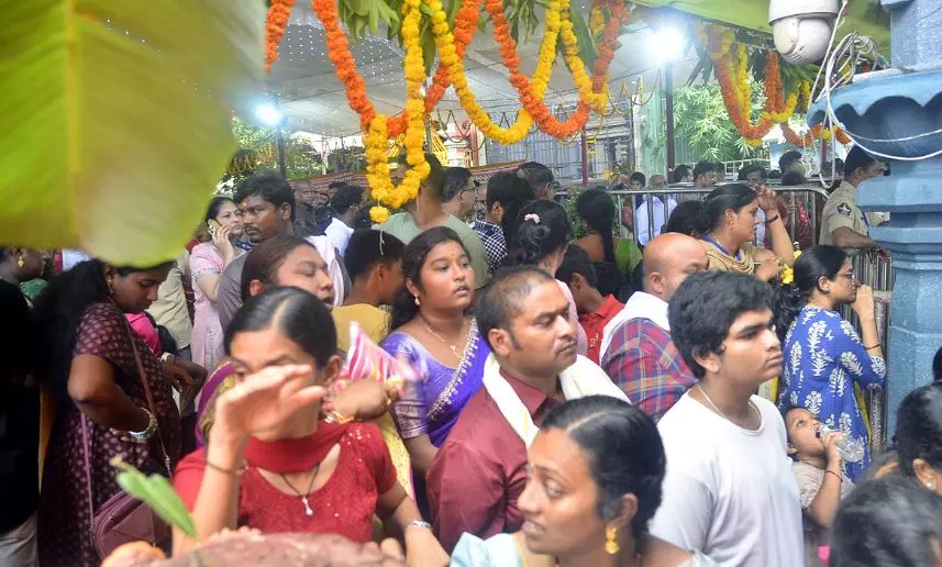 Devotees Throng Temples Of Goddess Durga In Kakinada