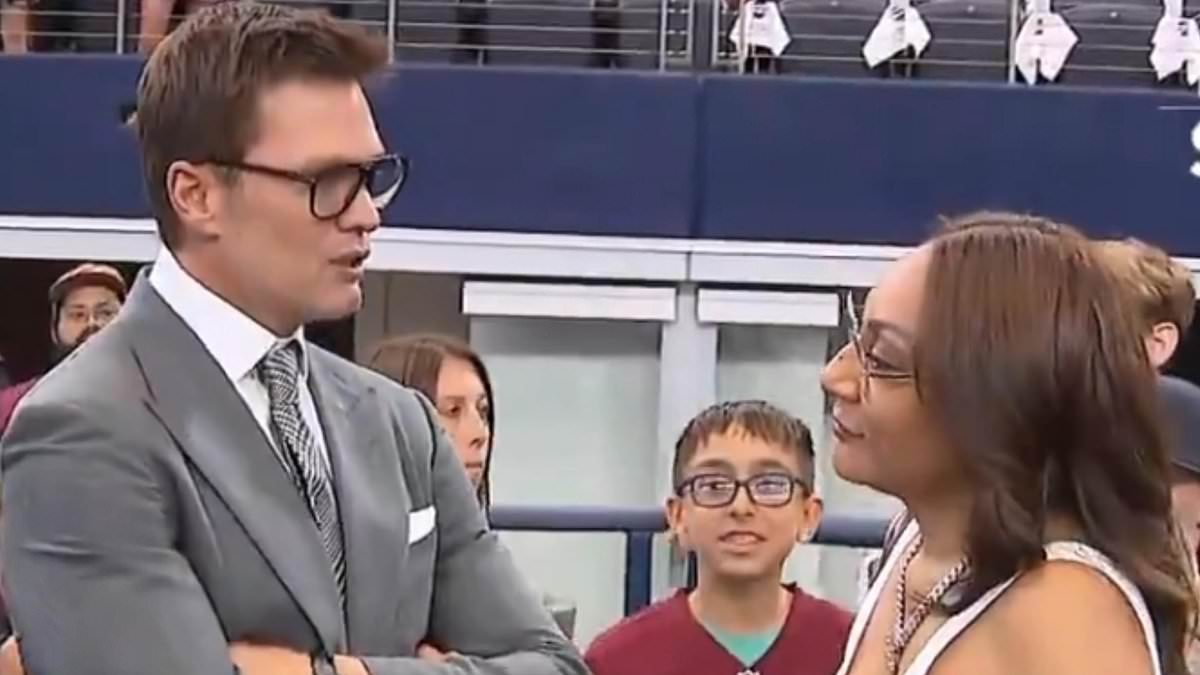 Tom Brady goes viral as fans spot him chatting up Jayden Daniels' mom for a THIRD time this season