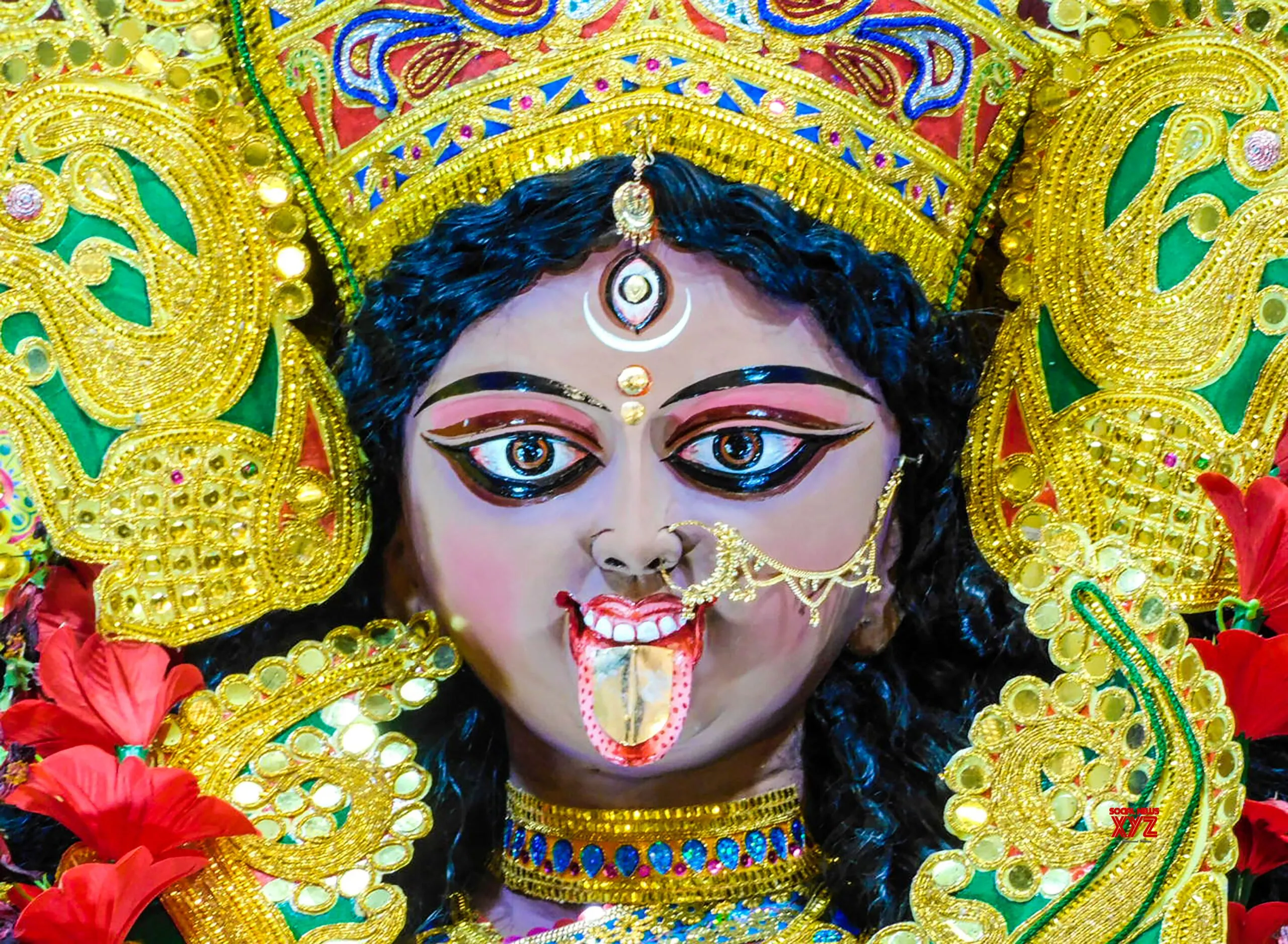Bankura: Goddess Kali idol at a pandal during Kali Puja #Gallery
