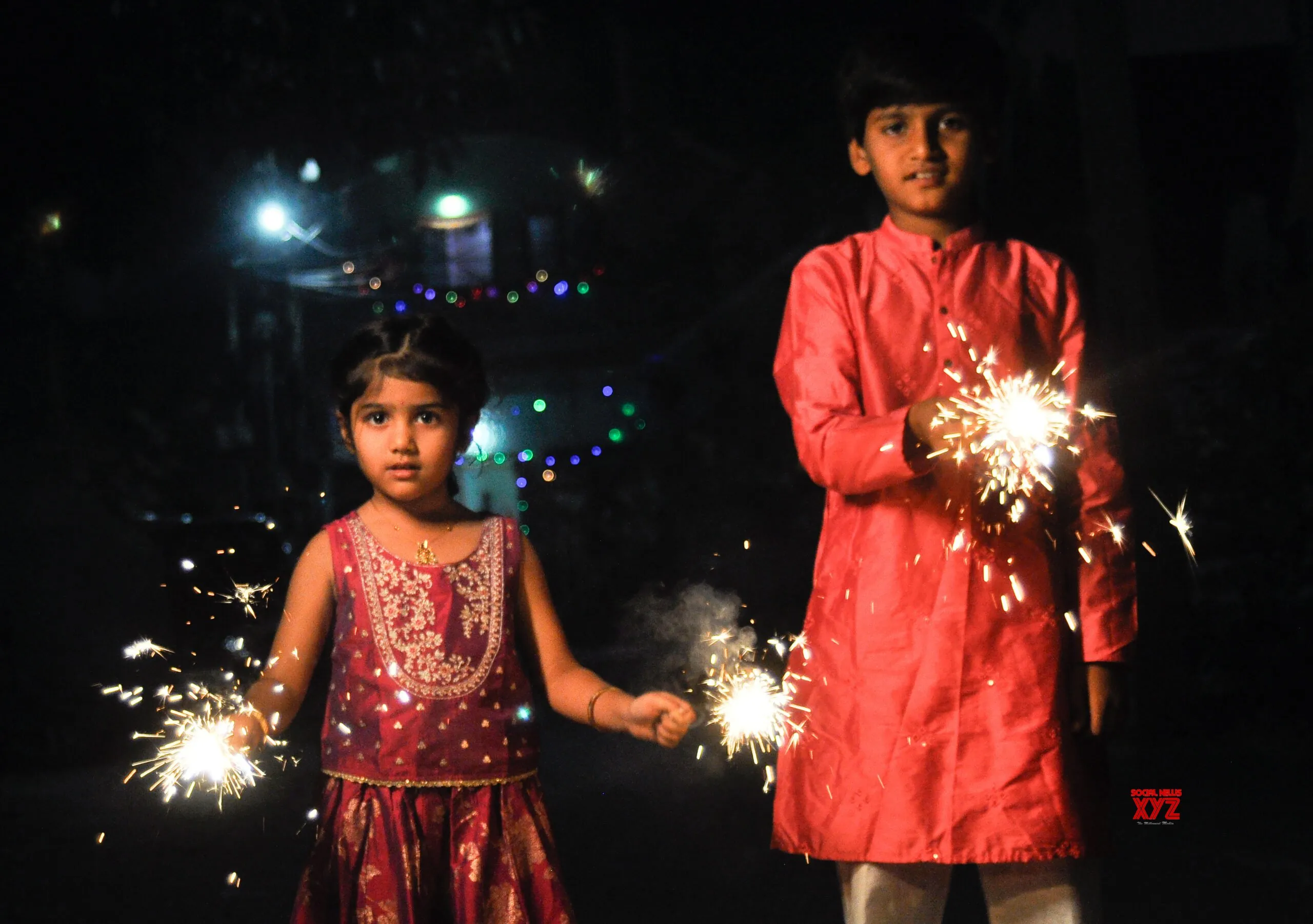 Children celebrate Diwali by lighting sparklers in Hyderabad #Gallery