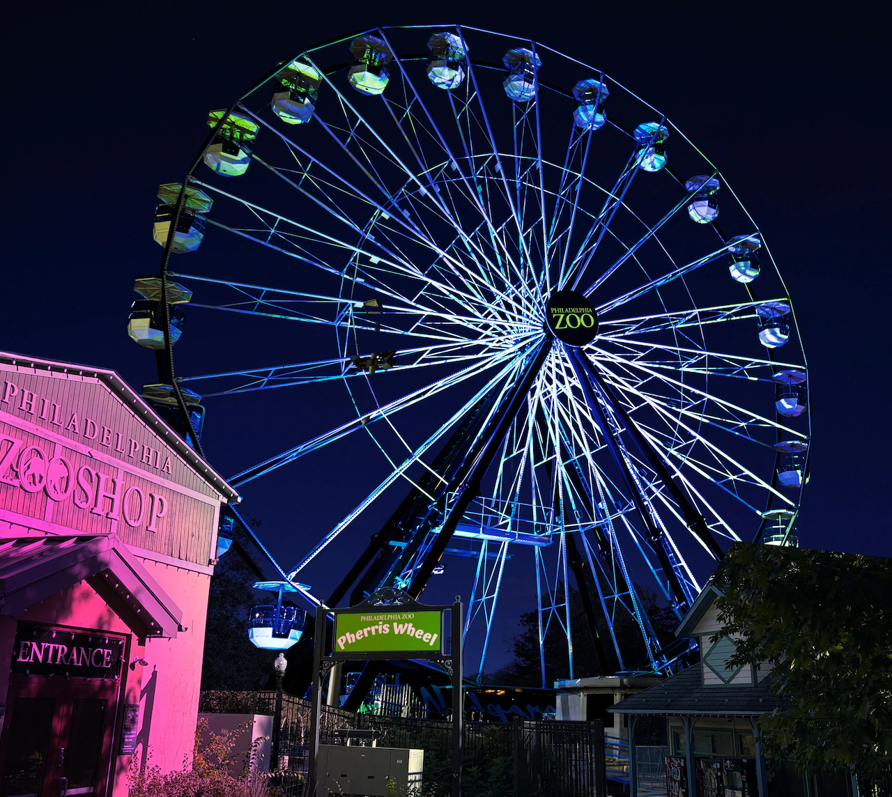This zoo’s holiday light show has a giant penguin, flamingo tree, and now a 110-foot ferris wheel