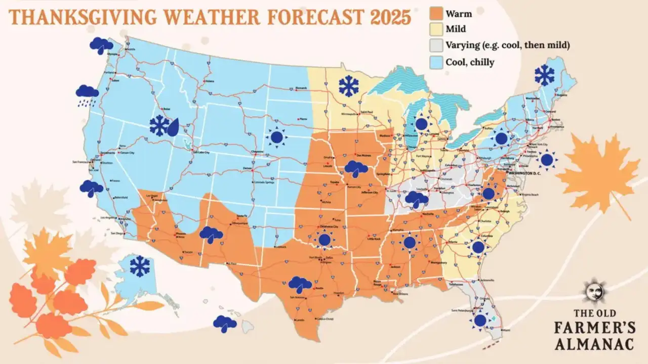 Thanksgiving Weather Prediction: What Old Farmer's Almanac Forecast Says For All 50 States
