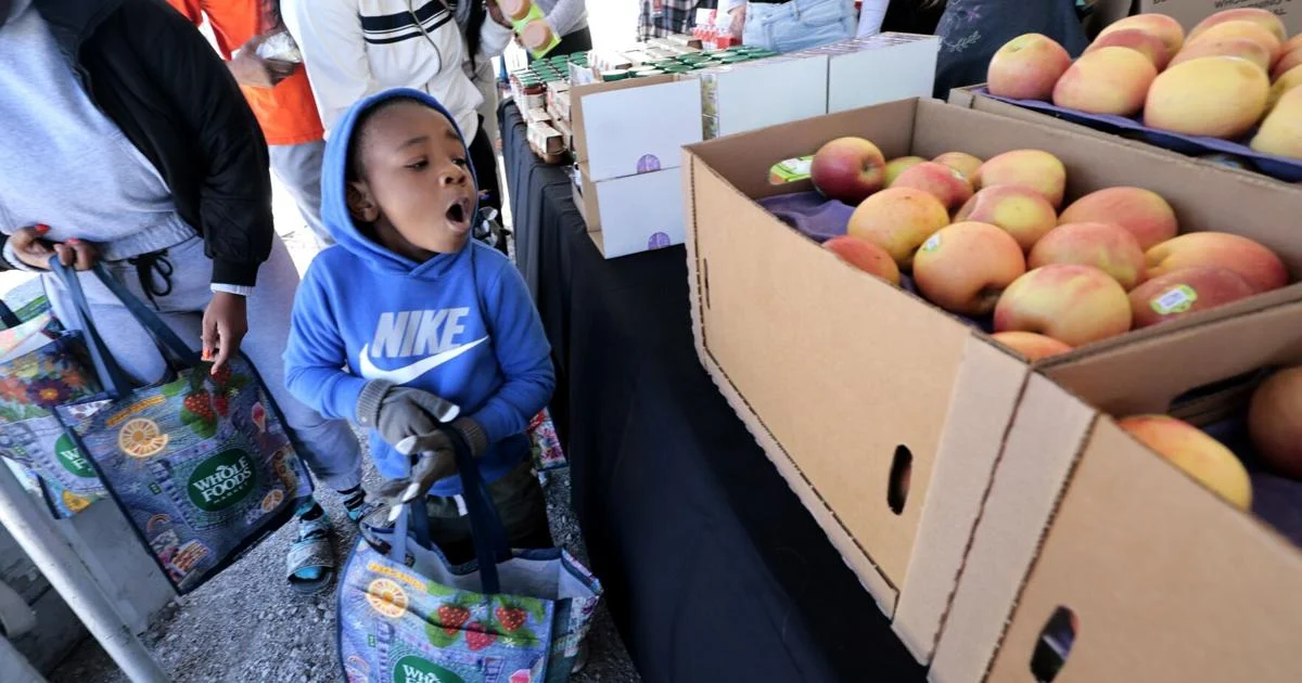 Residents line up for North St. Louis distribution event