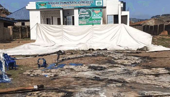 Hoodlums set ablaze ADC secretariat in Ekiti, disrupt party excos’ inauguration