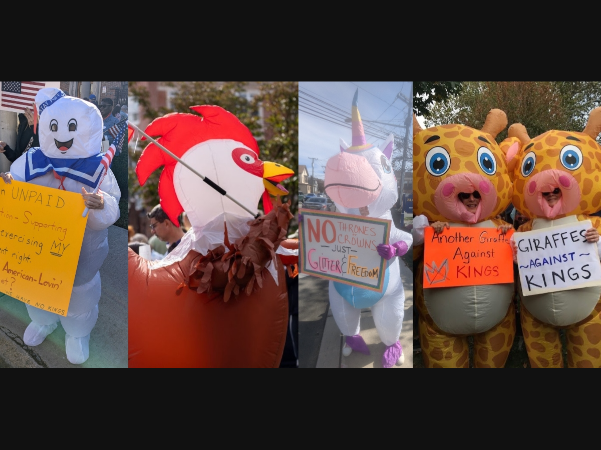 NJ Protesters Use Costumes, Humor To Dump On Trump In Essex County