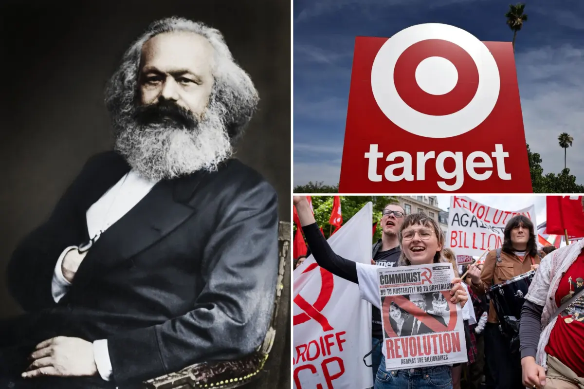Target advertising communist Karl Marx book alongside its fall women’s accessories