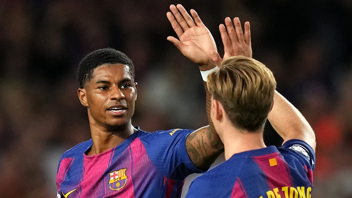 Marcus Rashford scores a brace AGAIN as Barcelona thrash Olympiacos - with Man United loanee on top in impressive Champions League standings