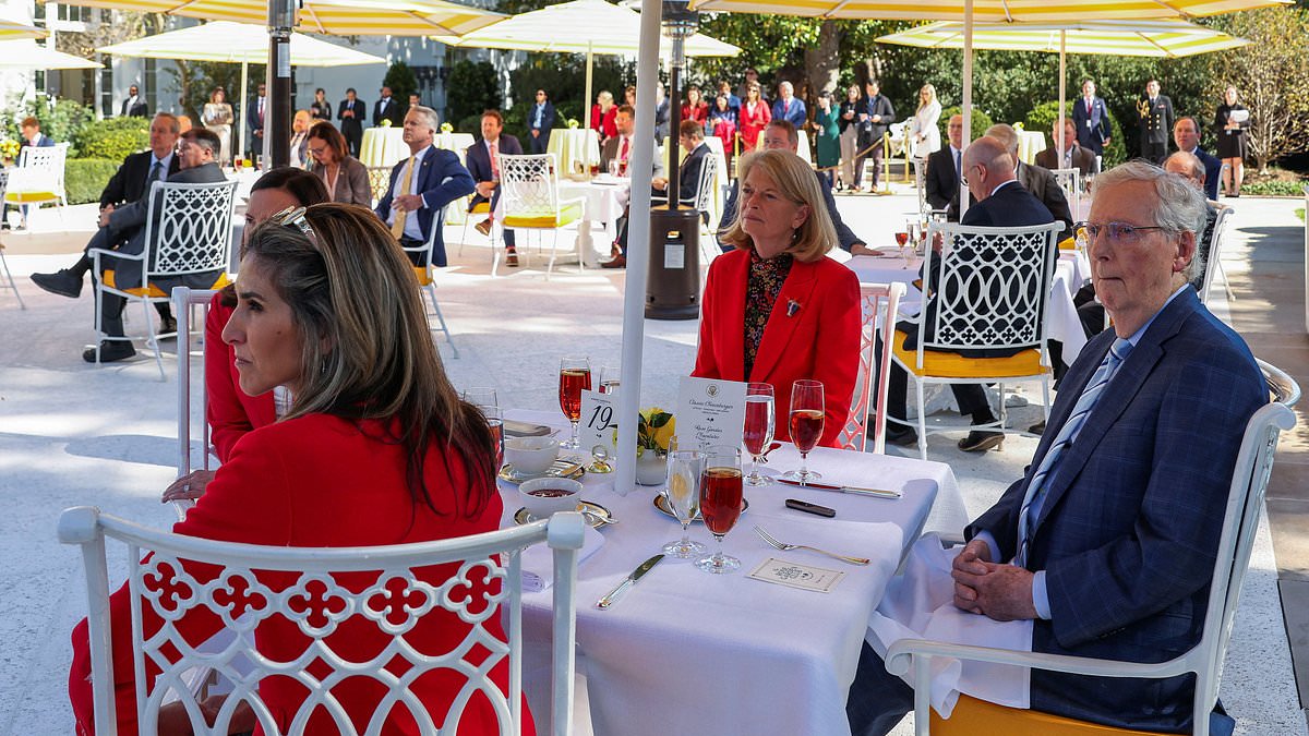 Trump mocks Republican rebel barred from Rose Garden Club... as menu for ritzy lunch is revealed