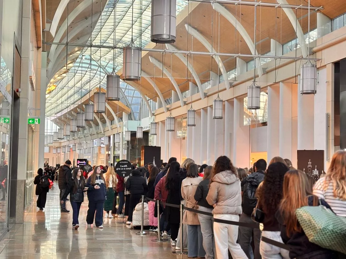 Queues of people snake around shopping centre in manic scenes as new Sephora store opens in city centre