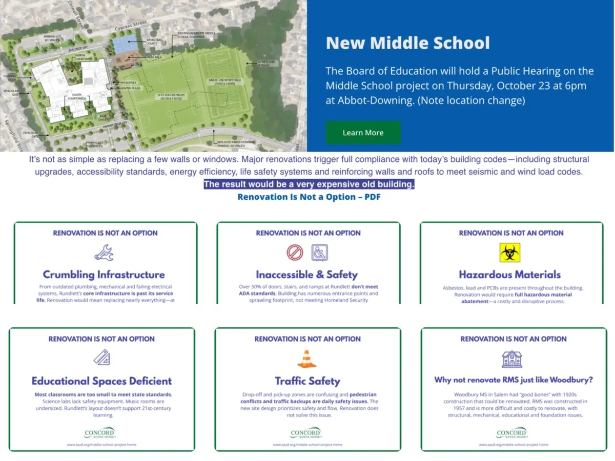 Acting-Concord School Superintendent Says Community Should Attend New Middle School Project Public Hearing