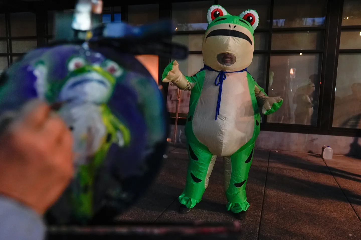 Trump rallies due to a Portland protester’s frog outfit