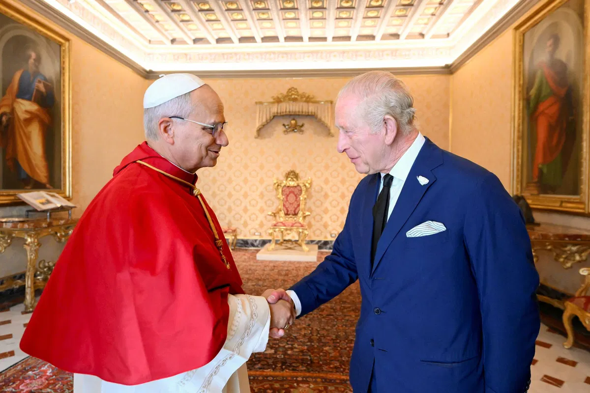 King Charles prays with Pope Leo at the Vatican as Prince Andrew scandal looms back home