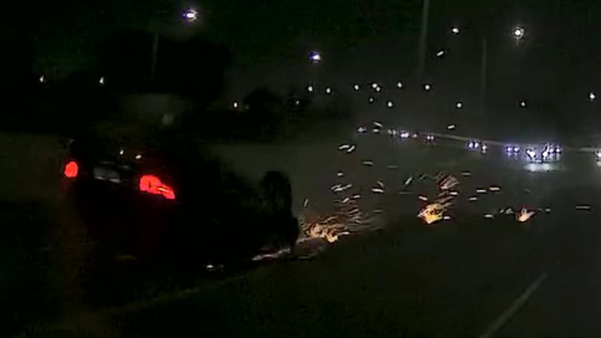Heart-stopping moment car travelling at speed smashes into another vehicle before flipping on its roof on major road in Melbourne