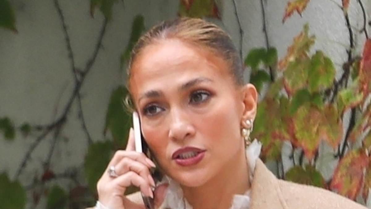 Jennifer Lopez rocks frilly blouse as she treats her teen child Emme, 17, to lunch at a five-star Beverly Hills hotel