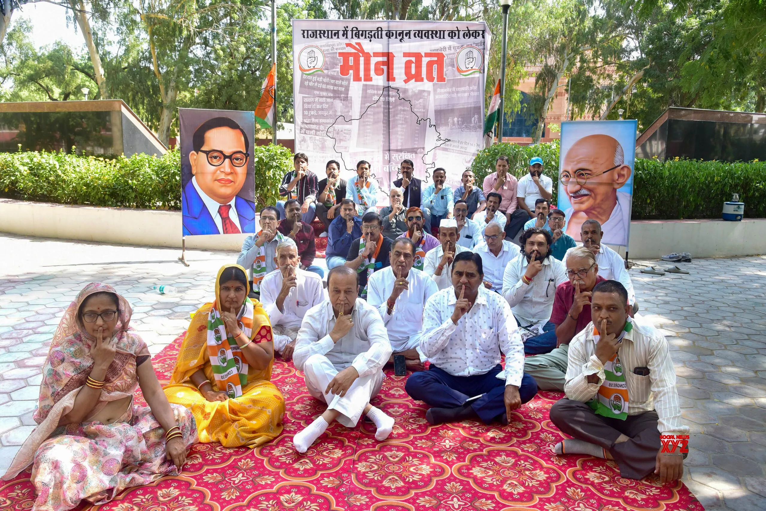 Congress worker holds silent protest in Bikaner #Gallery