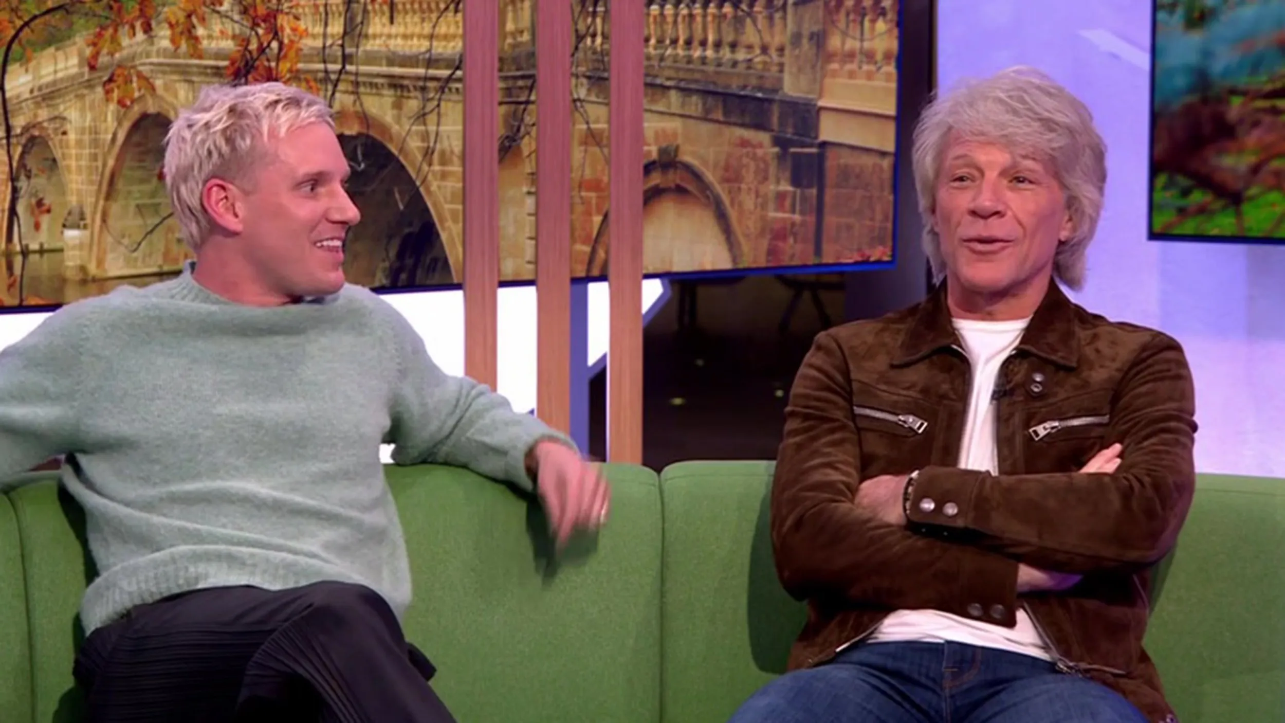 Jamie Laing tells a shocked Bon Jovi which of his songs he lost his virginity to