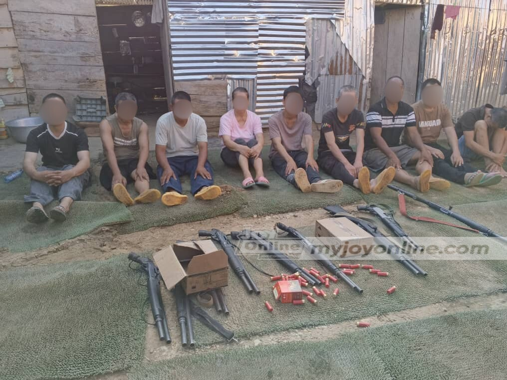 10 Chinese illegal miners arrested in Mankranso Abesua operation, cache of weapons seized