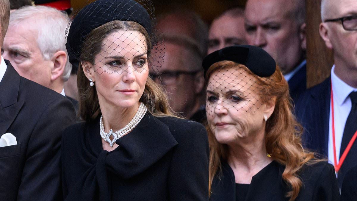 The striking moment Kate Middleton became a 'protective huntress' and appeared to deliberately ignore Fergie at the Duchess of Kent's funeral