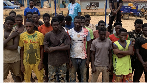 Amansie West DISEC arrests 21 Burkinabe nationals for mining in water bodies at Esaase Bontefufuo