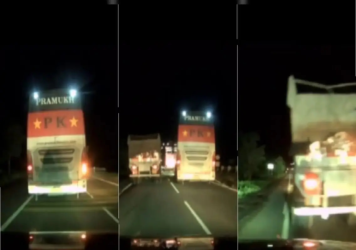 Bengaluru-Hyderabad highway: Man narrowly escapes crash with private bus, video goes viral