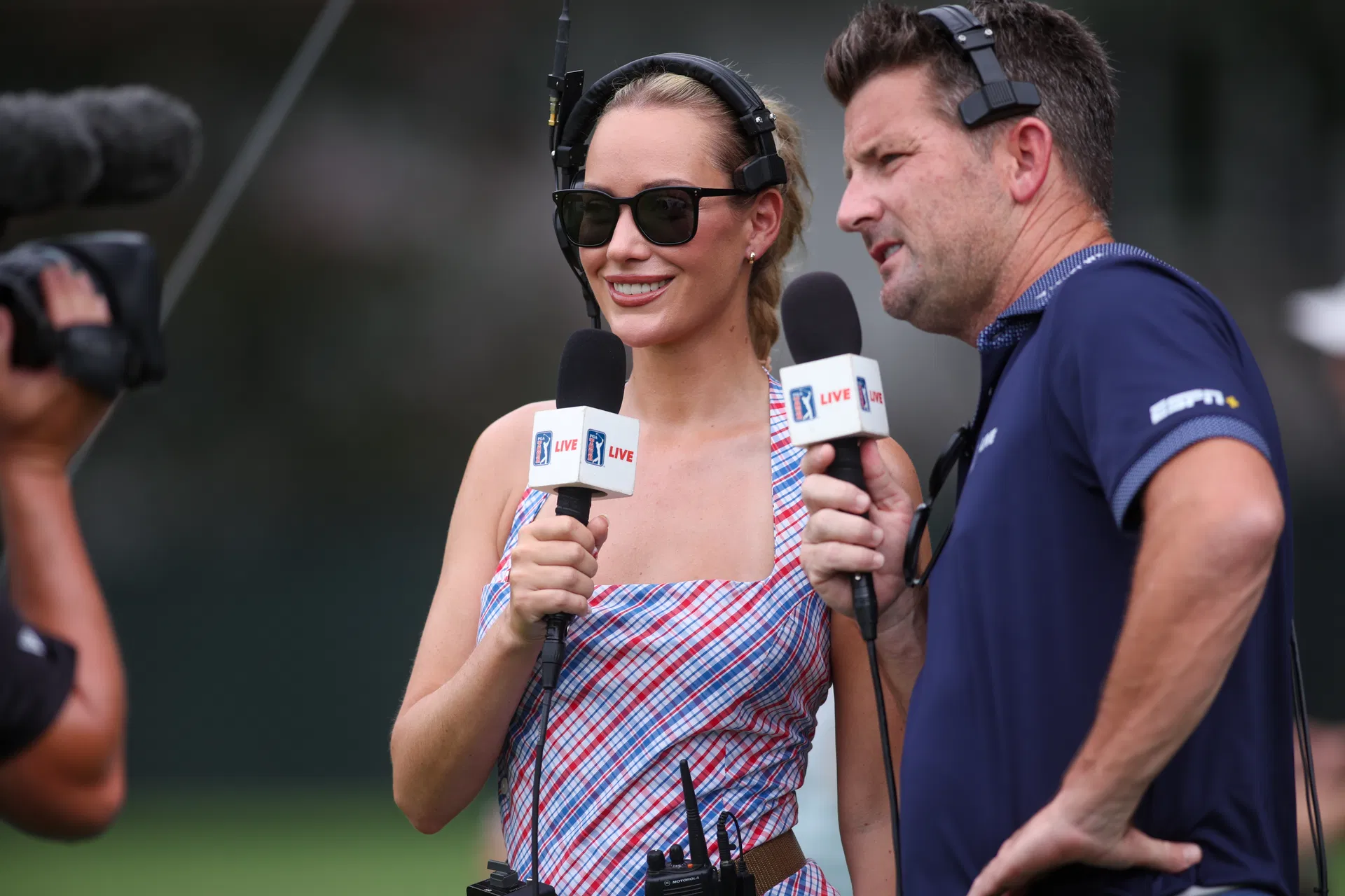 Paige Spiranac sports pink bodysuit as she promotes a messaging app
