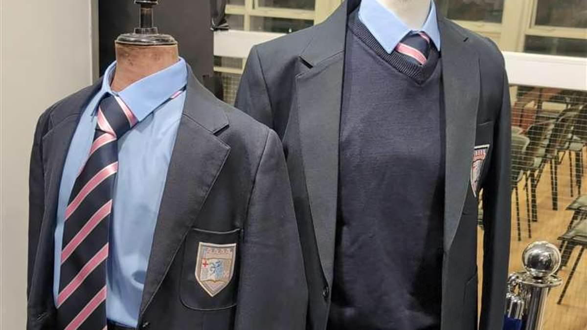 All-girls grammar school in gender row after switching historic pink shirt for a blue top and striped tie ahead of boys joining next year