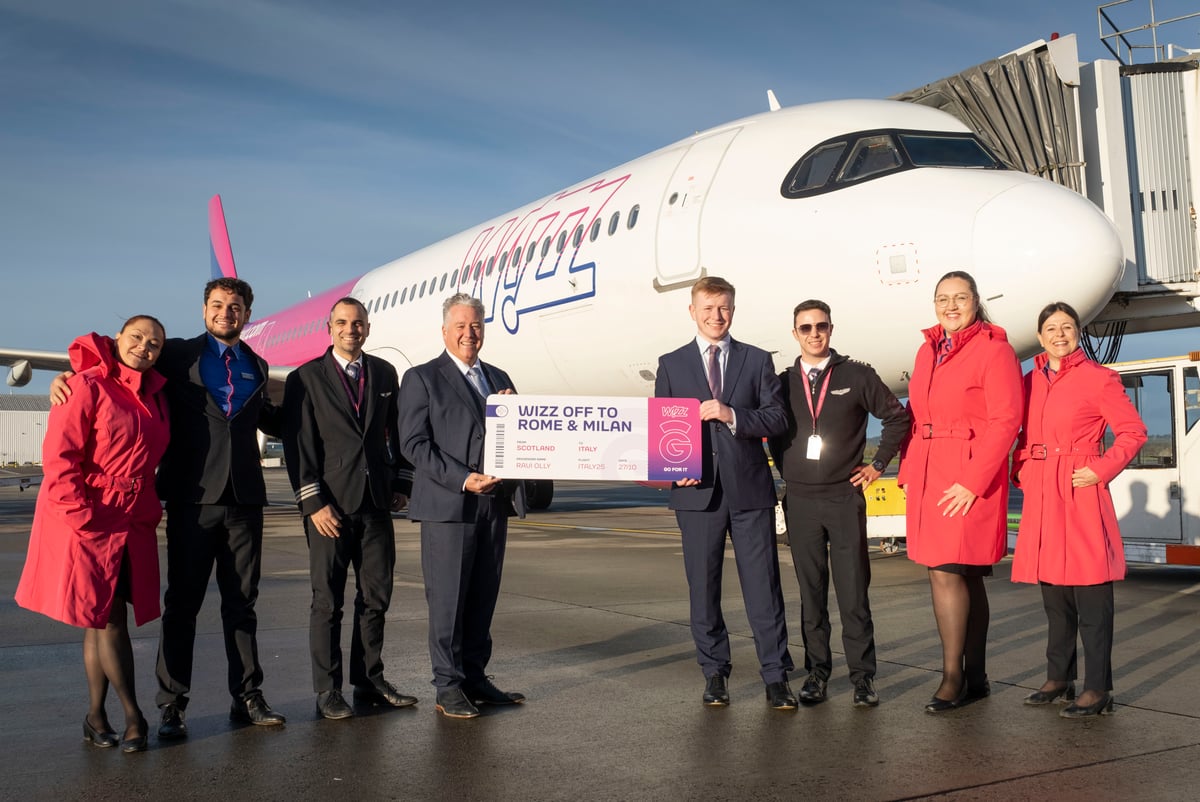 Glasgow Airport celebrates launch of new direct flights to popular Italian cities with Wizz Air