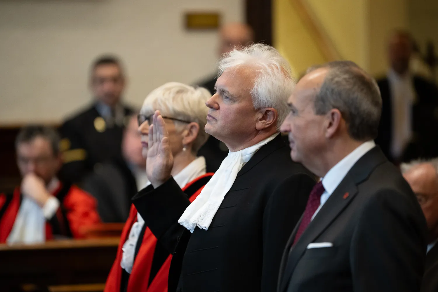 Squeezing like sardines into the Royal Court as new Bailiff swears his oath