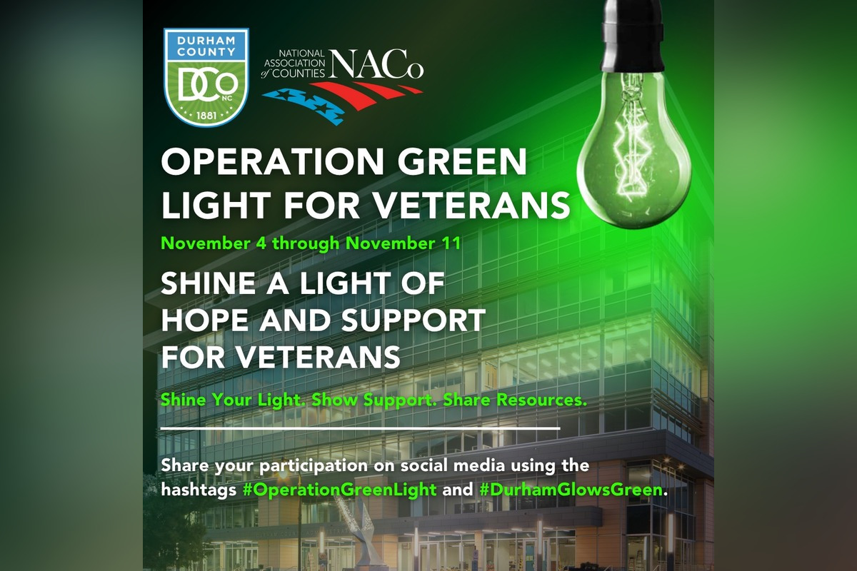 Durham County Joins Nationwide 'Operation Green Light' Tribute to Honor Veterans