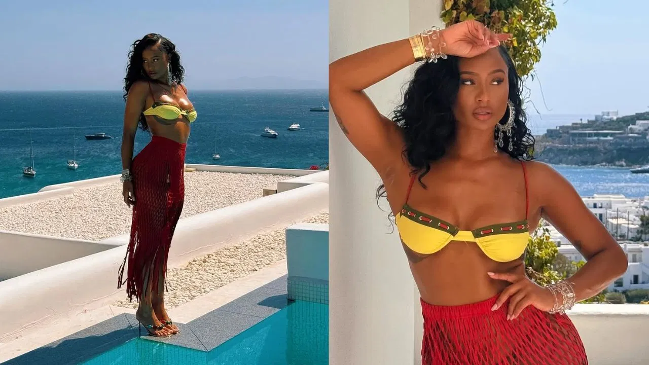 Kayla Nicole turns heads in turquoise swimsuit en route her cruise to Tobago for J'Ouvert festival