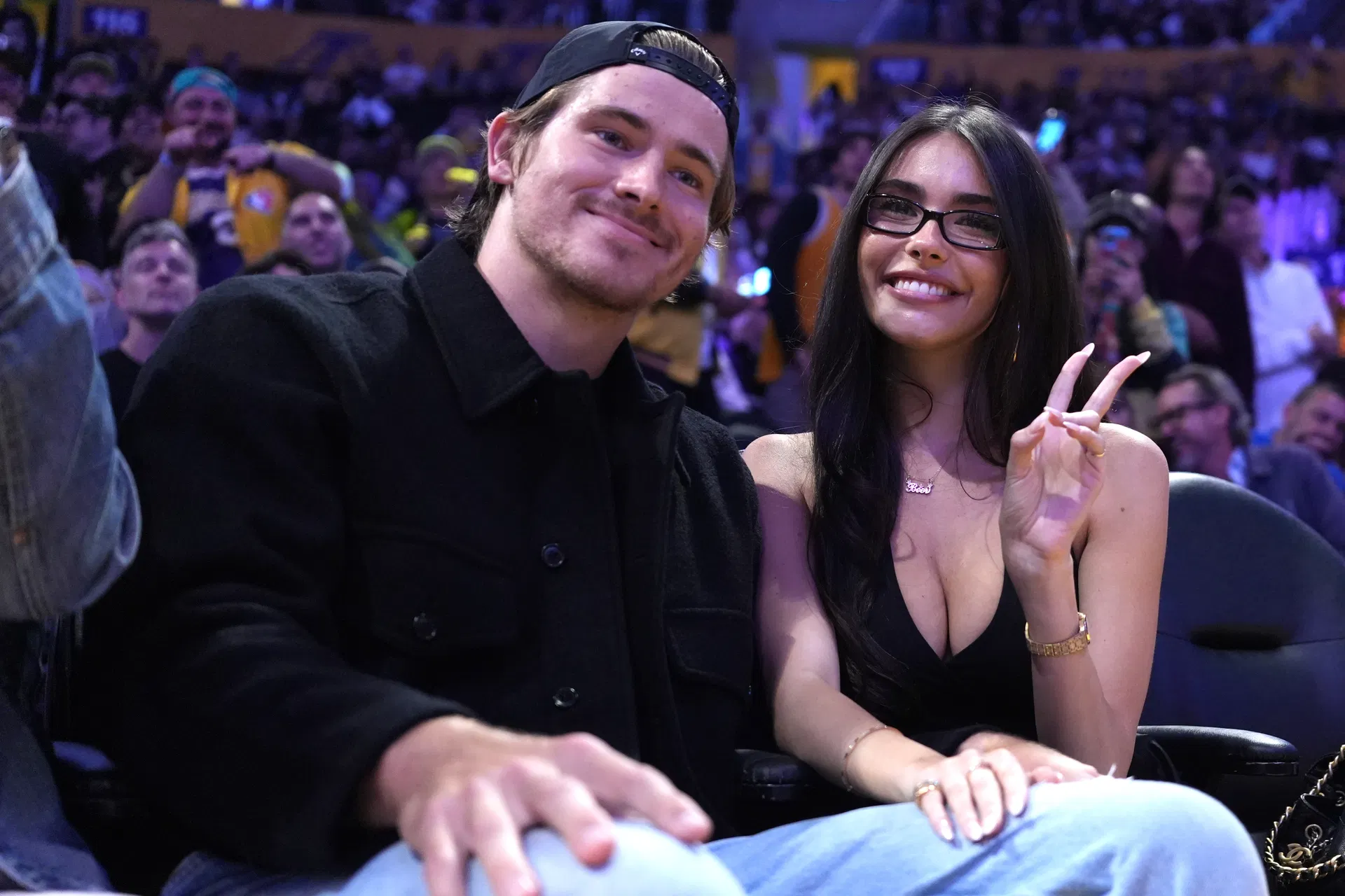 WATCH: Madison Beer takes notice of LeBron James-Justin Herbert's iconic gesture during courtside date night at Lakers game