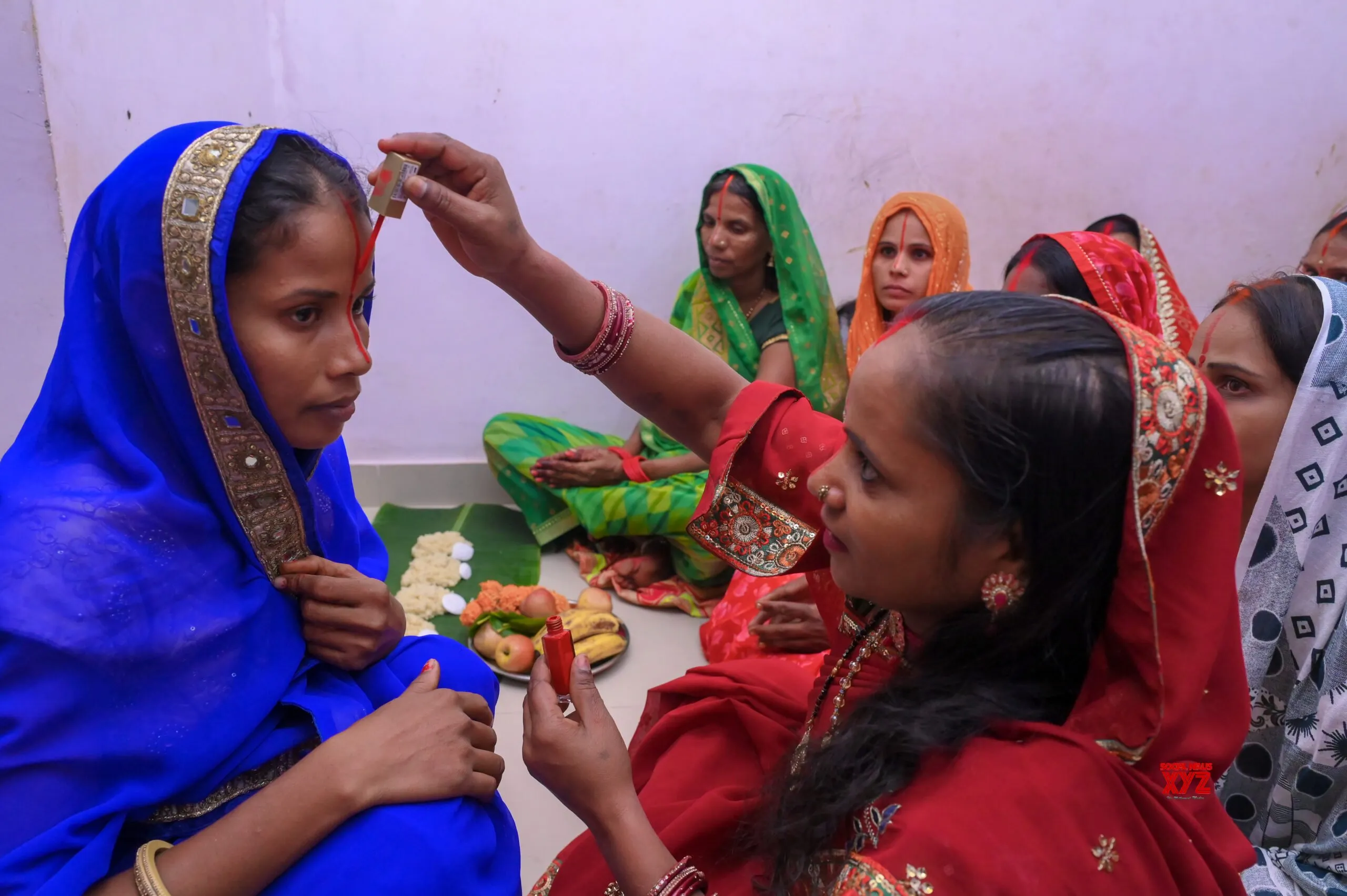 Jaipur: Women Apply Vermilion During Kharna Puja #Gallery