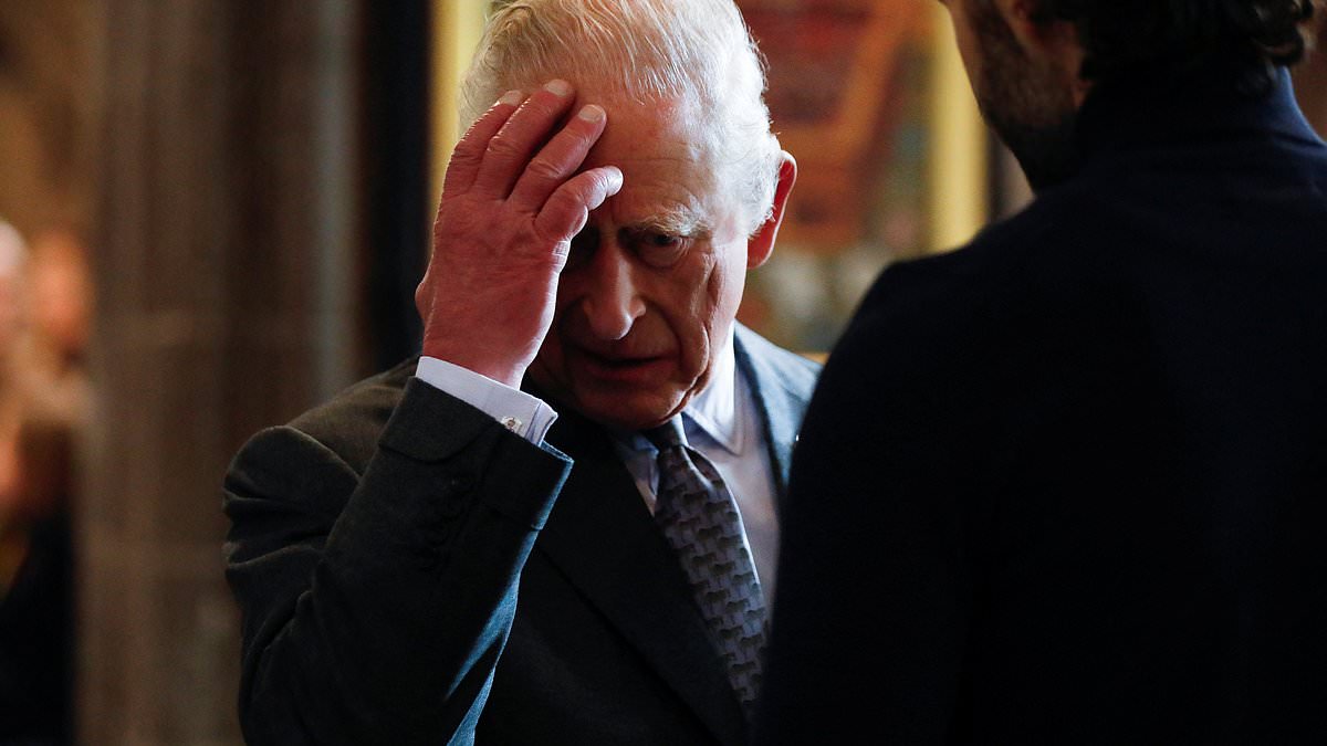 King Charles is heckled by Andrew protester shouting 'how long have you known' - as he and Fergie prepare to leave Royal Lodge for separate houses