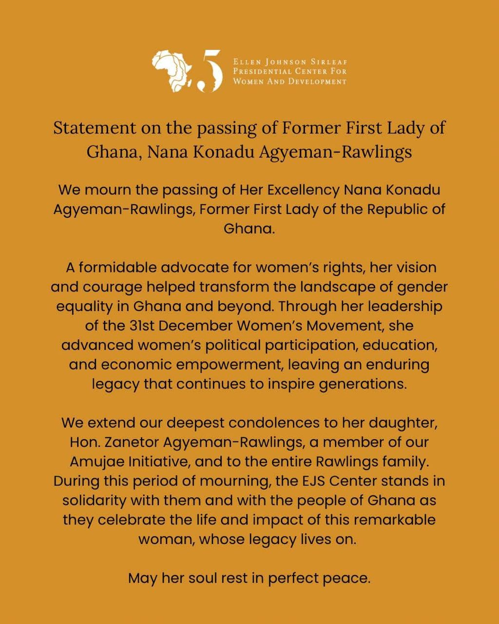 Ellen Johnson Sirleaf mourns Nana Konadu Agyeman-Rawlings