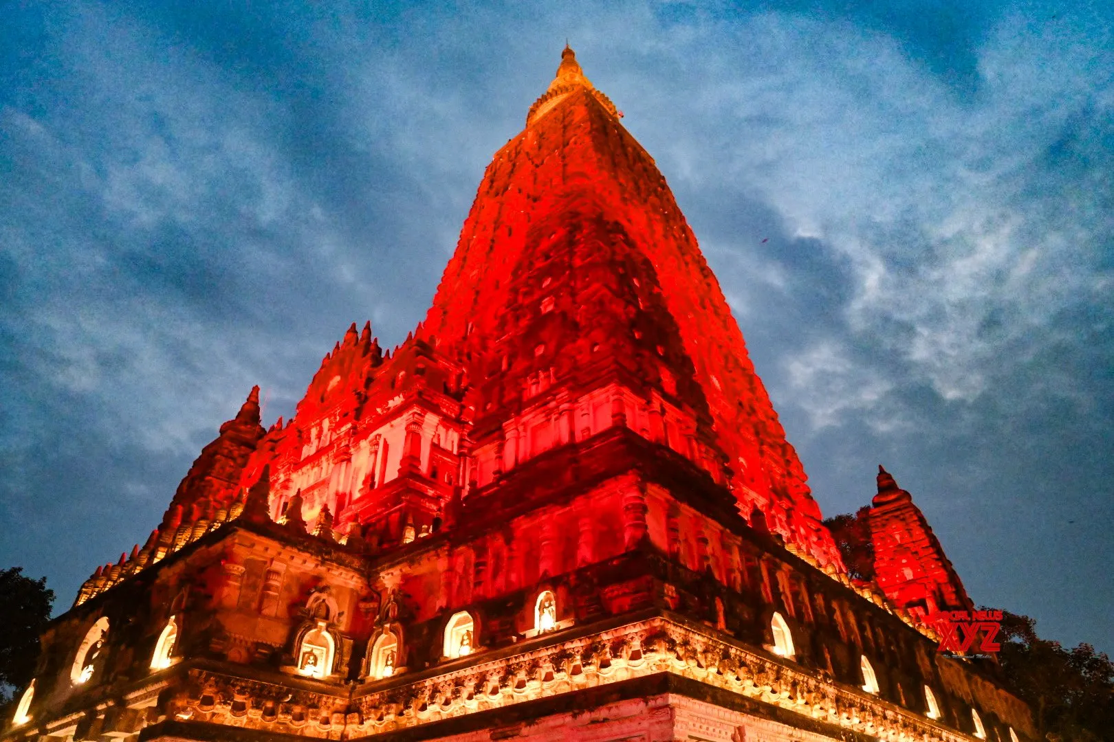 Gaya: Mahabodhi Temple Lit Red for Dyslexia Awareness #Gallery