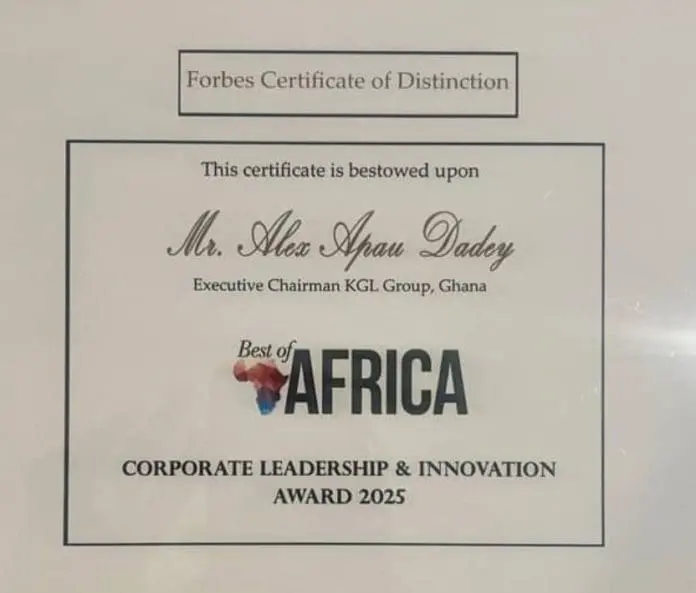 KGL’s Alex Dadey Receives Forbes Best of Africa Award