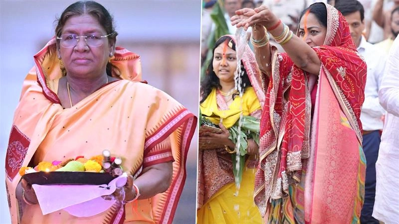 Chhath Puja 2025: President Droupadi Murmu, Delhi CM Rekha Gupta Join Chhath Celebrations (See Pics and Videos)