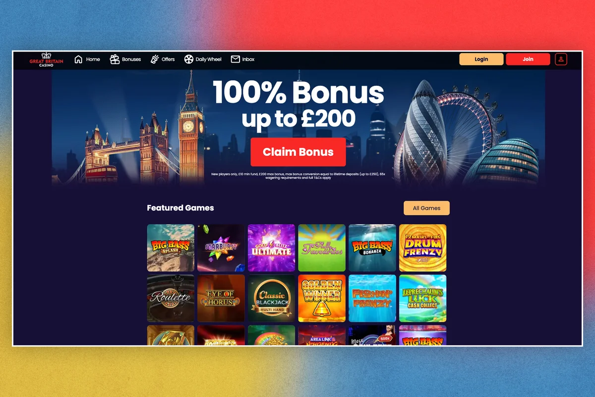 Great Britain Casino Bonus: 100% Bonus Deposit Match Up To £200