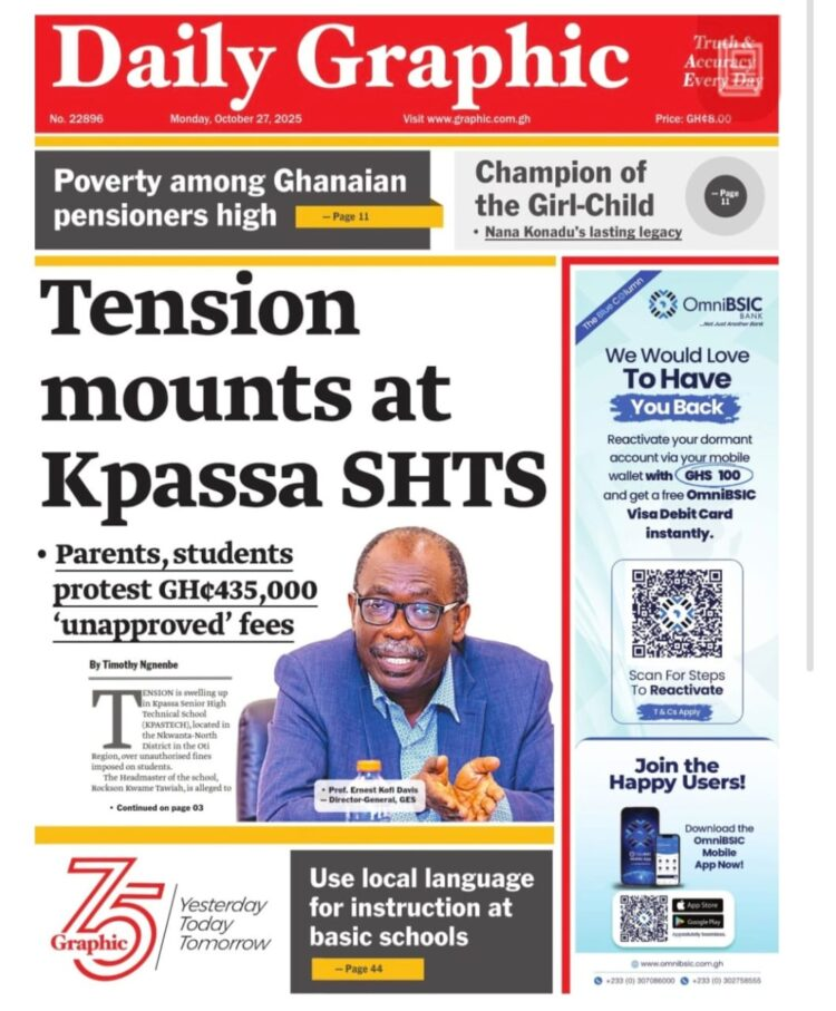 Today’s Front pages: Monday, October 27, 2025