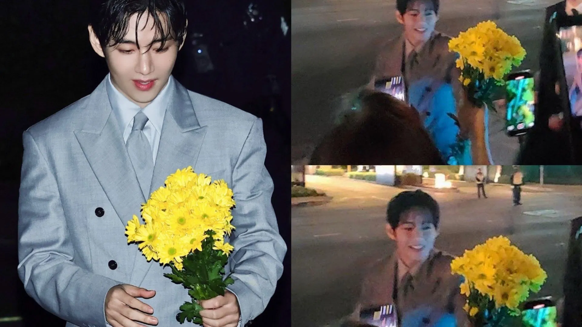 “A true gentleman”- BTS’ Taehyung melts hearts with his sweet gesture of giving flowers to fans waiting outside Vogue World: Hollywood