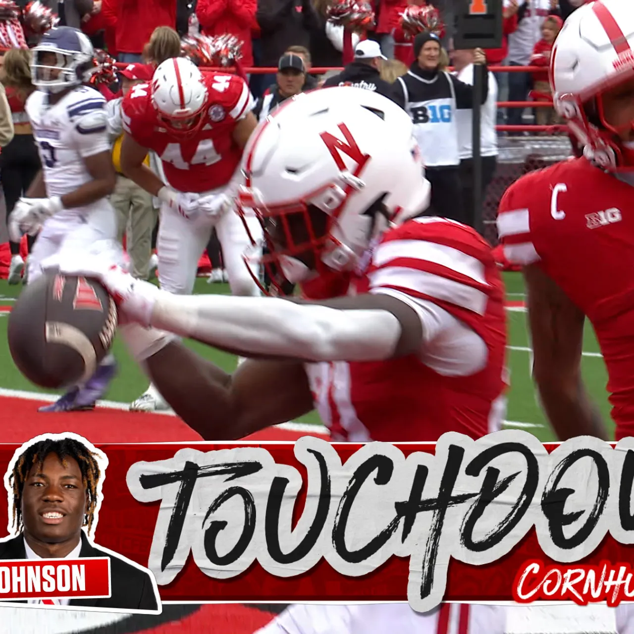 Emmett Johnson runs for nine-yard TD, giving Nebraska lead over Northwestern