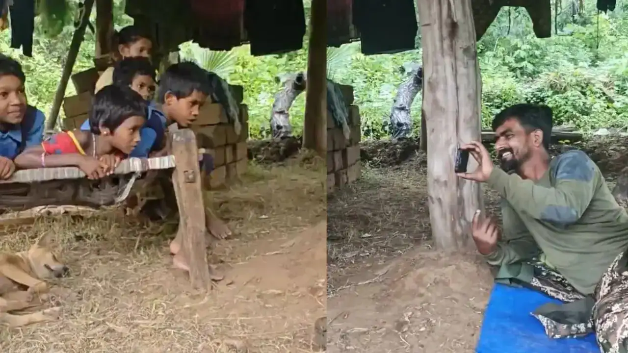 CRPF Jawan Shows Cartoons To Tribal Kids For '1st Time' In Chhattisgarh | Viral Video Brings Smiles